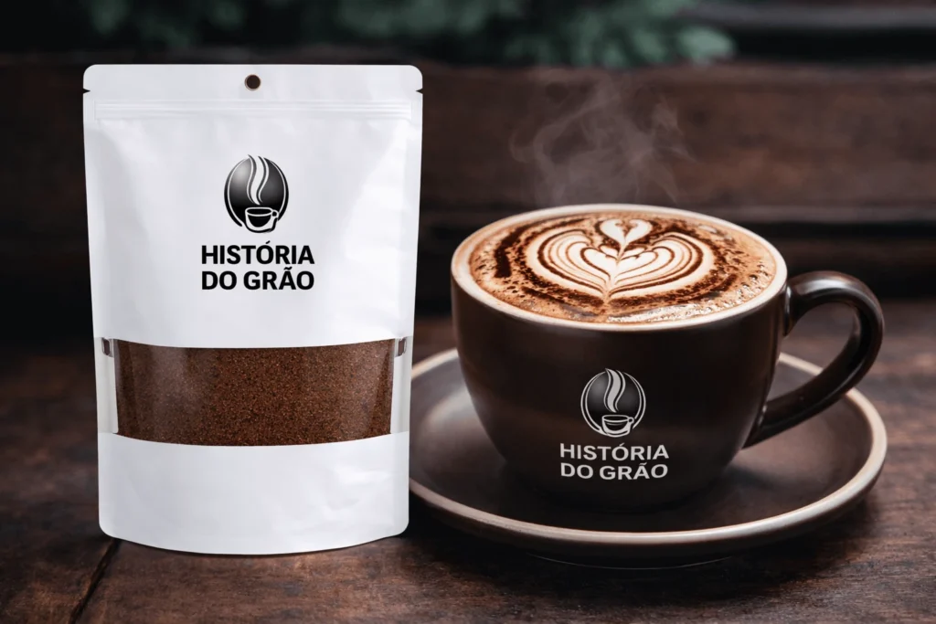xícara de café apresentando, mocha cremoso