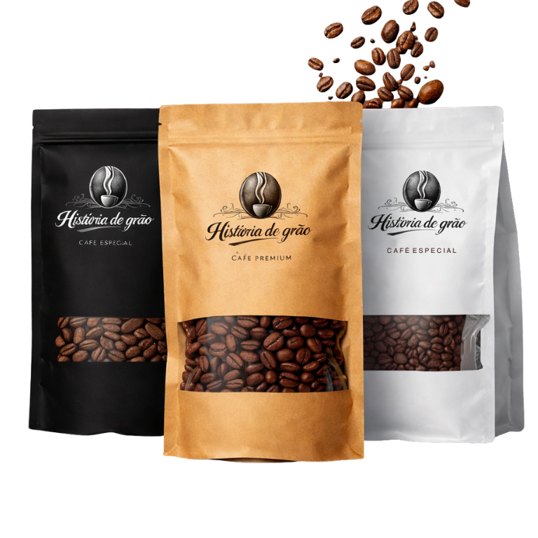 pacotes de cafés em grãos