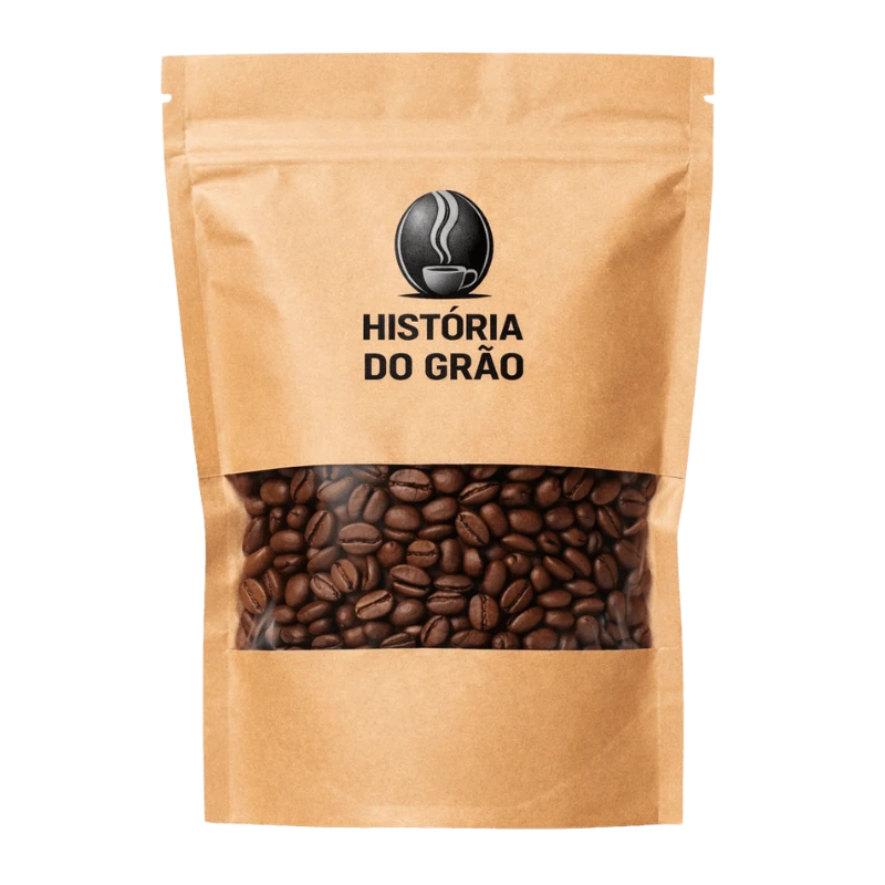 embalagem de café na cor kraft Historia do grão